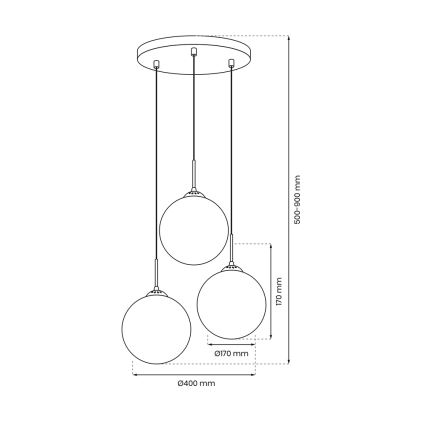 Lampadario a sospensione con filo REFLEX 3xE14/40W/230V