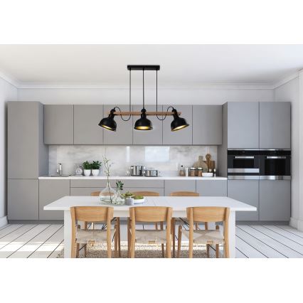 Lampadario a sospensione con filo RENO 3xE27/40W/230V nero/marrone