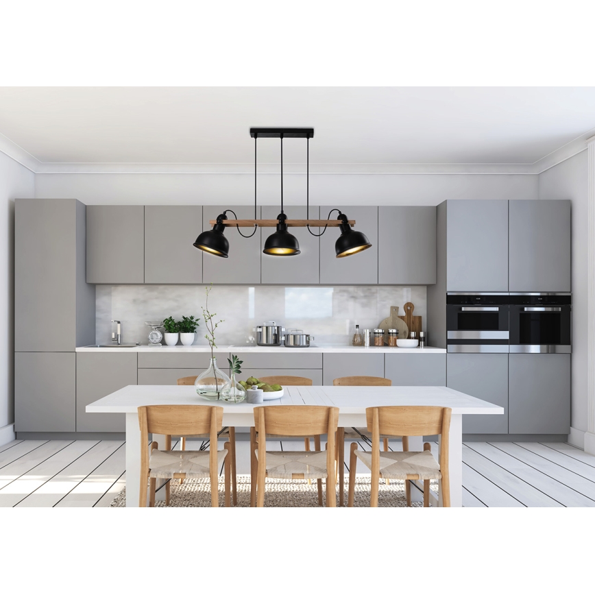 Lampadario a sospensione con filo RENO 3xE27/40W/230V nero/marrone