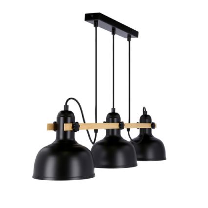 Lampadario a sospensione con filo RENO 3xE27/40W/230V nero/marrone