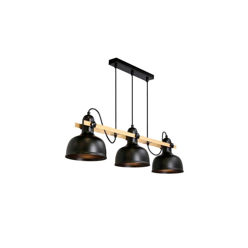 Lampadario a sospensione con filo RENO 3xE27/40W/230V nero/marrone