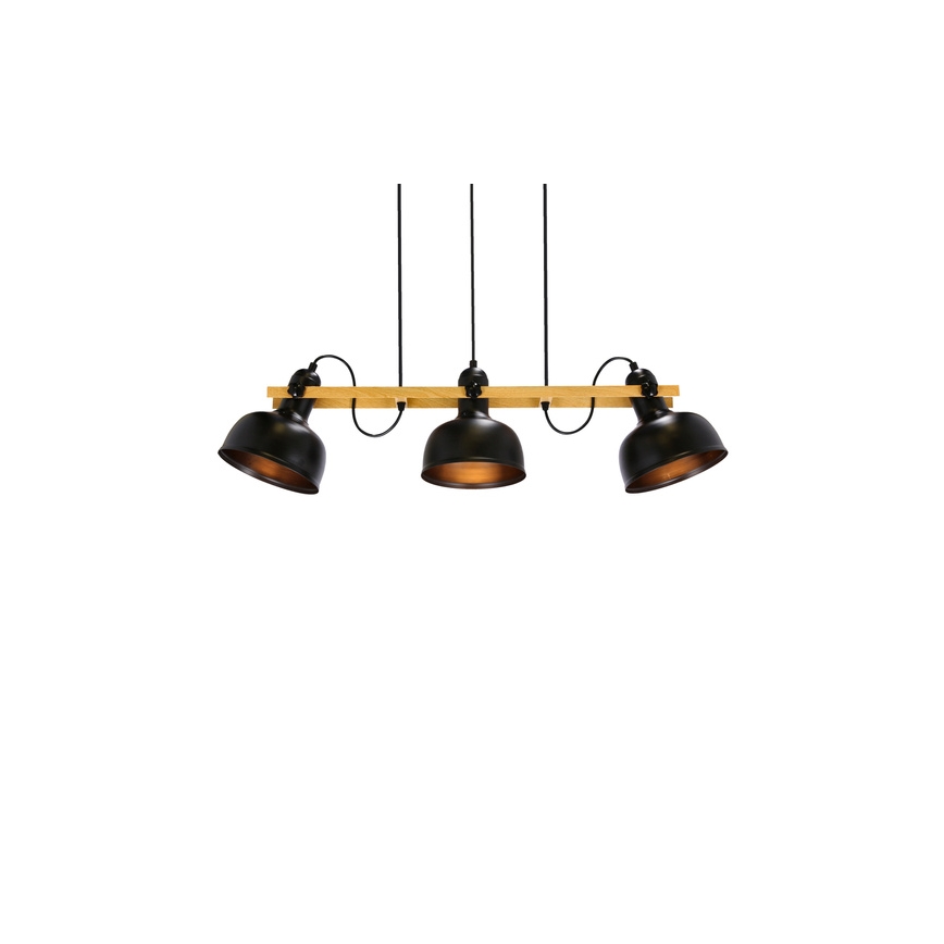 Lampadario a sospensione con filo RENO 3xE27/40W/230V nero/marrone