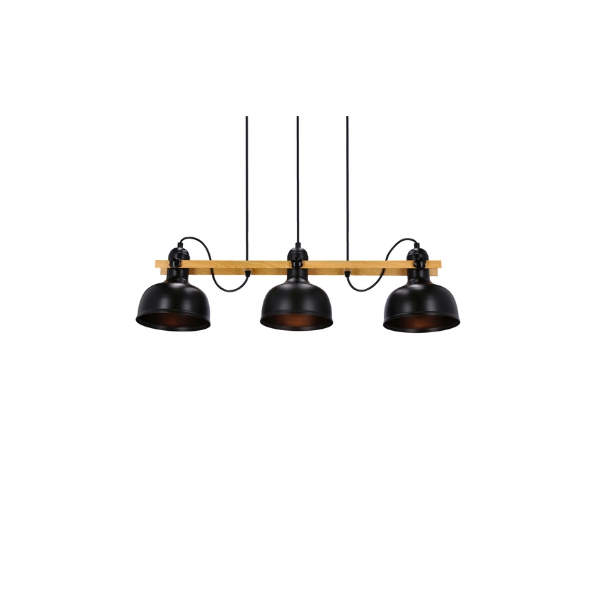 Lampadario a sospensione con filo RENO 3xE27/40W/230V nero/marrone
