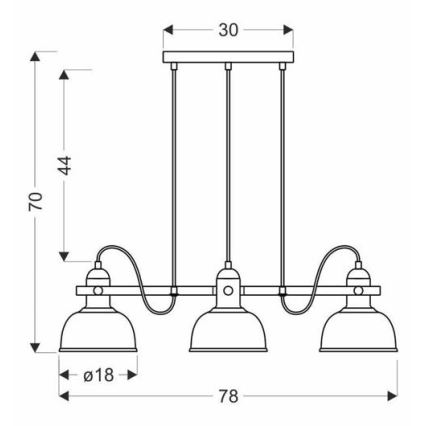 Lampadario a sospensione con filo RENO 3xE27/40W/230V nero/marrone