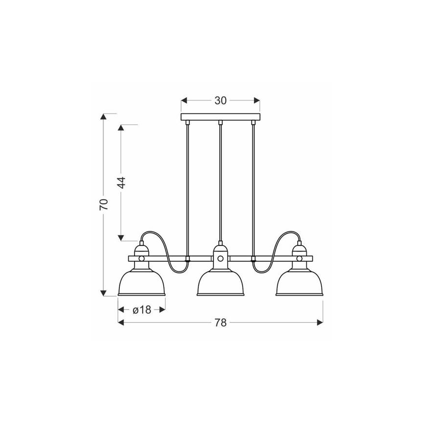 Lampadario a sospensione con filo RENO 3xE27/40W/230V nero/marrone