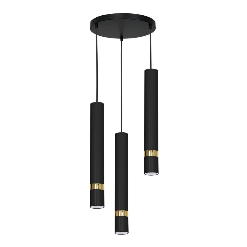 Lampadario a sospensione con filo RENO 3xGU10/8W/230V nero/oro