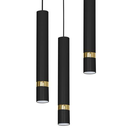 Lampadario a sospensione con filo RENO 3xGU10/8W/230V nero/oro