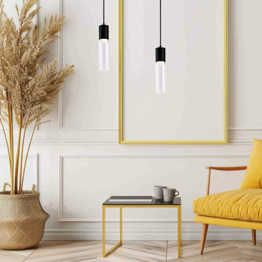 Lampadario a sospensione con filo RICKY 1xGU10/10W/230V nero