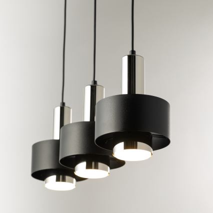 Lampadario a sospensione con filo RIF LUX 3xGX53/12W/230V nero/cromo lucido