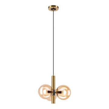 Lampadario a sospensione con filo ROLLO 3xE14/5W/230V oro/fumé beige