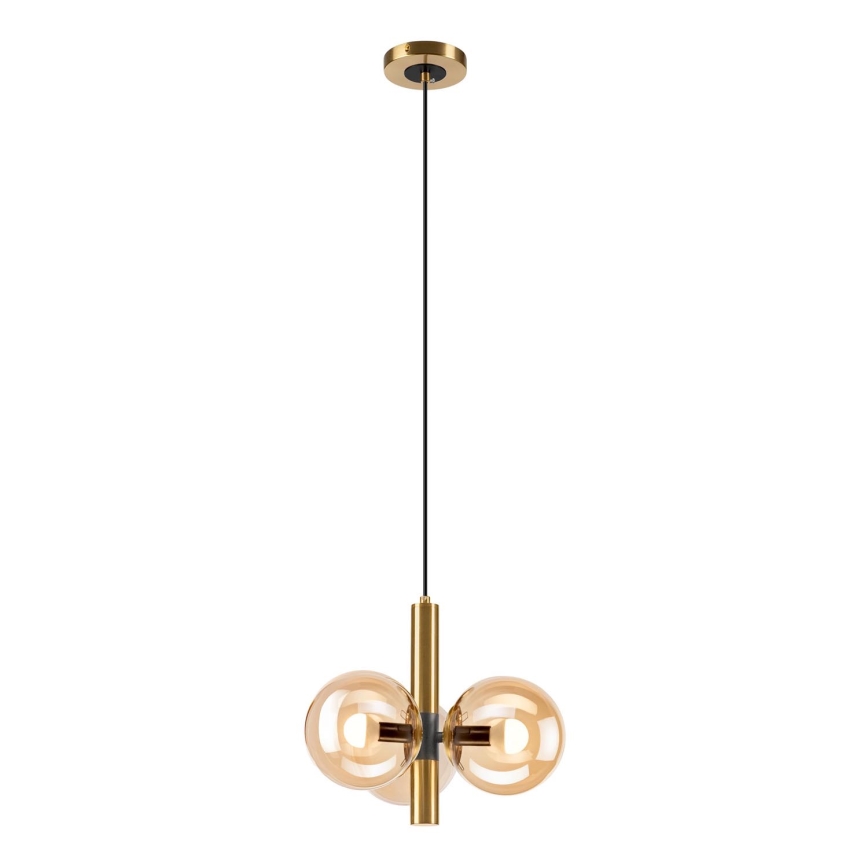 Lampadario a sospensione con filo ROLLO 3xE14/5W/230V oro/fumé beige