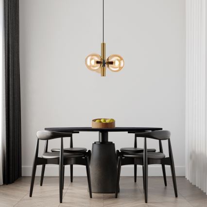 Lampadario a sospensione con filo ROLLO 3xE14/5W/230V oro/fumé beige