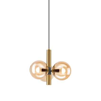 Lampadario a sospensione con filo ROLLO 3xE14/5W/230V oro/fumé beige