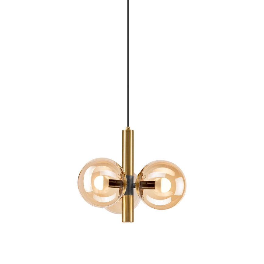 Lampadario a sospensione con filo ROLLO 3xE14/5W/230V oro/fumé beige