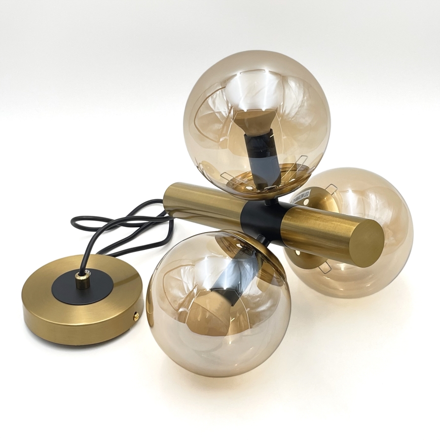 Lampadario a sospensione con filo ROLLO 3xE14/5W/230V oro/fumé beige