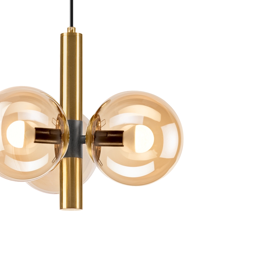 Lampadario a sospensione con filo ROLLO 3xE14/5W/230V oro/fumé beige