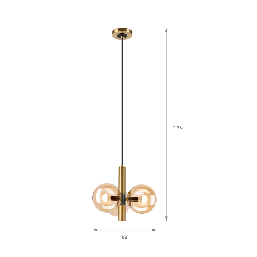 Lampadario a sospensione con filo ROLLO 3xE14/5W/230V oro/fumé beige