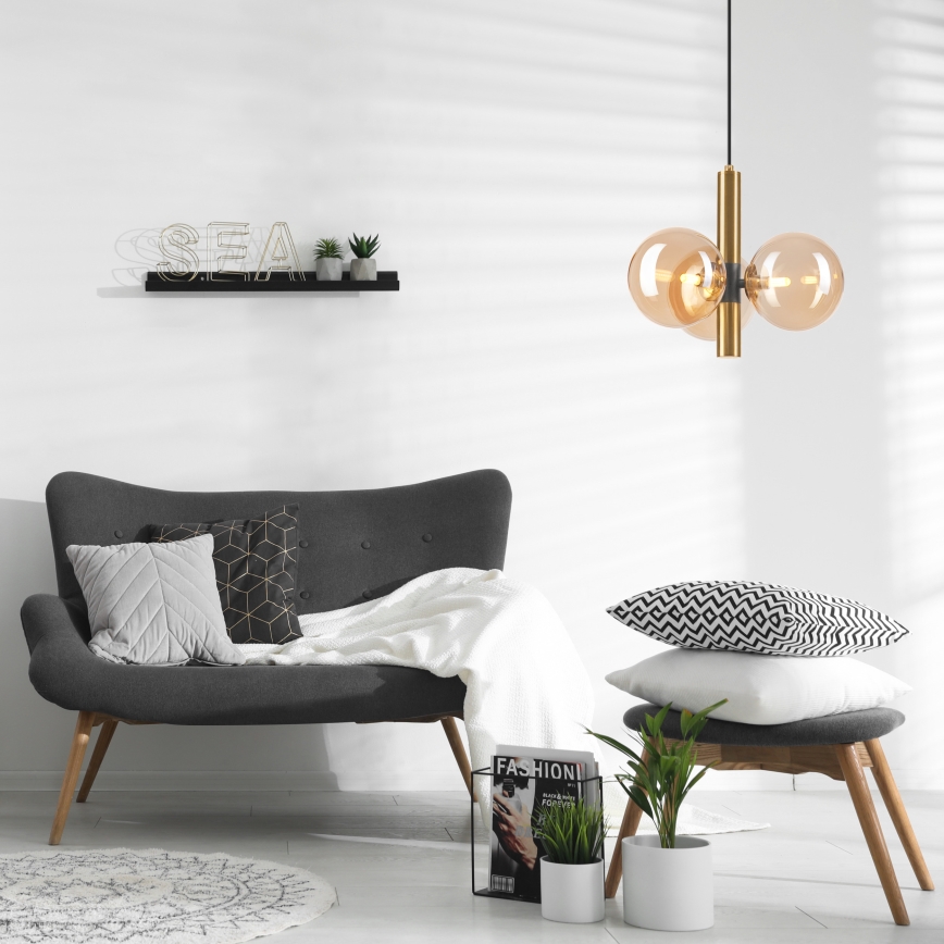 Lampadario a sospensione con filo ROLLO 3xG9/5W/230V oro/fumé beige