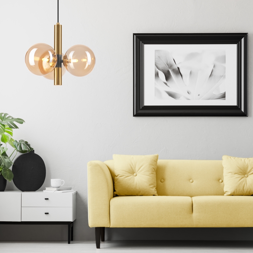 Lampadario a sospensione con filo ROLLO 3xG9/5W/230V oro/fumé beige