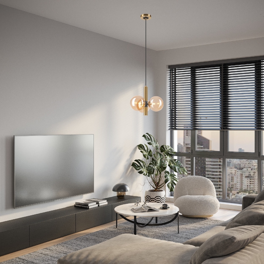 Lampadario a sospensione con filo ROLLO 3xG9/5W/230V oro/fumé beige