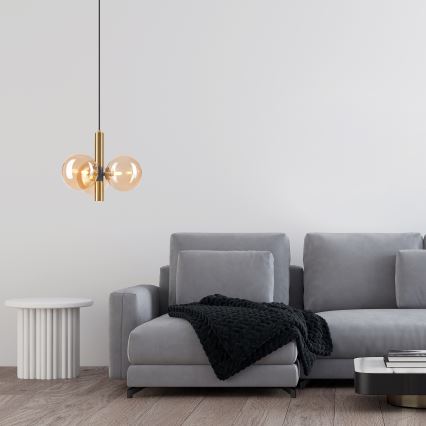 Lampadario a sospensione con filo ROLLO 3xG9/5W/230V oro/fumé beige