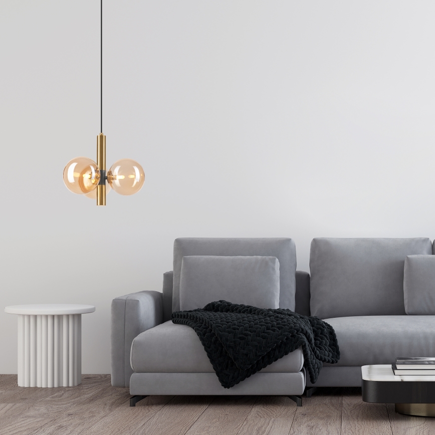 Lampadario a sospensione con filo ROLLO 3xG9/5W/230V oro/fumé beige