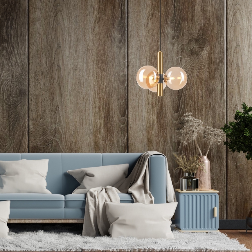 Lampadario a sospensione con filo ROLLO 3xG9/5W/230V oro/fumé beige