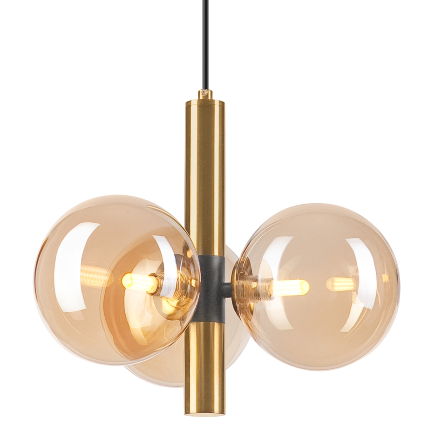Lampadario a sospensione con filo ROLLO 3xG9/5W/230V oro/fumé beige