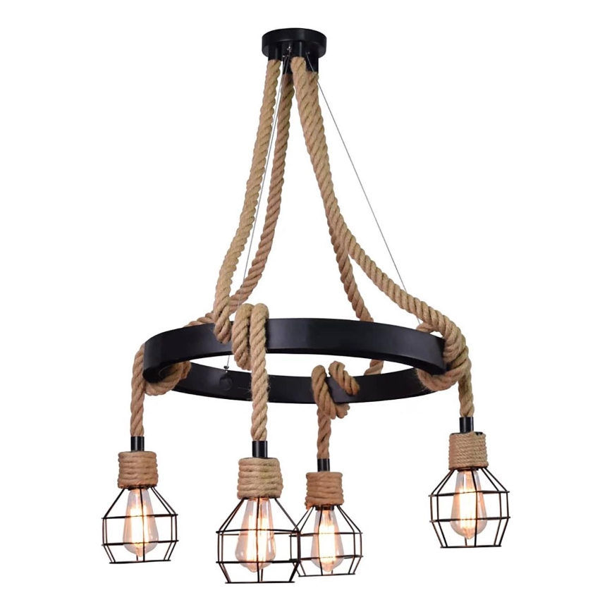 Lampadario a sospensione con filo ROPE ALEGRA 4xE27/10W/230V