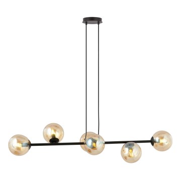 Lampadario a sospensione con filo ROSSI 6xE14/10W/230V nero/beige