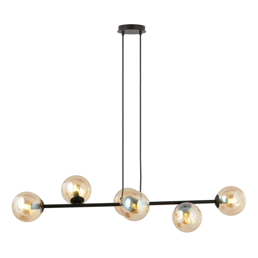 Lampadario a sospensione con filo ROSSI 6xE14/10W/230V nero/beige