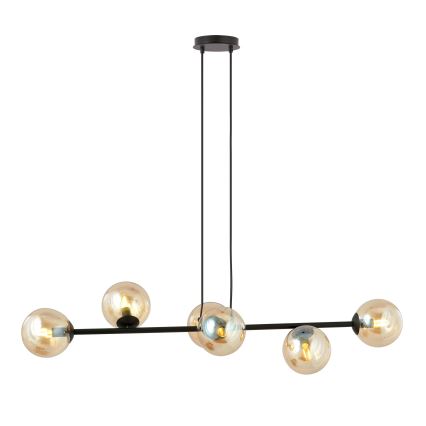 Lampadario a sospensione con filo ROSSI 6xE14/10W/230V nero/beige
