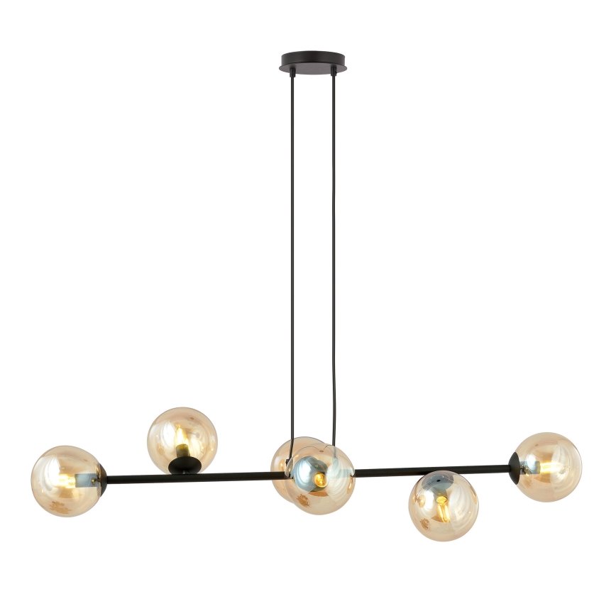 Lampadario a sospensione con filo ROSSI 6xE14/10W/230V nero/beige