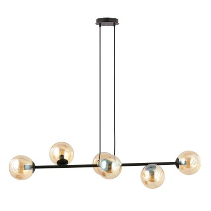 Lampadario a sospensione con filo ROSSI 6xE14/10W/230V nero/beige