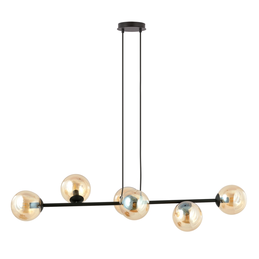 Lampadario a sospensione con filo ROSSI 6xE14/10W/230V nero/beige