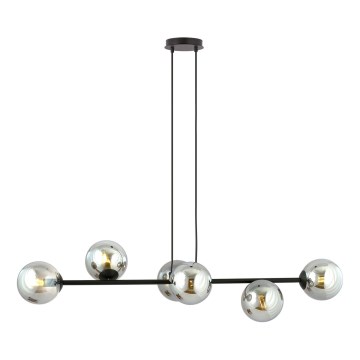 Lampadario a sospensione con filo ROSSI 6xE14/10W/230V nero/grigio