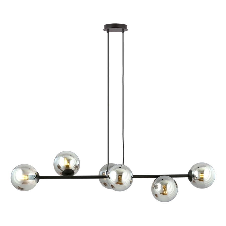 Lampadario a sospensione con filo ROSSI 6xE14/10W/230V nero/grigio