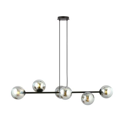 Lampadario a sospensione con filo ROSSI 6xE14/10W/230V nero/grigio