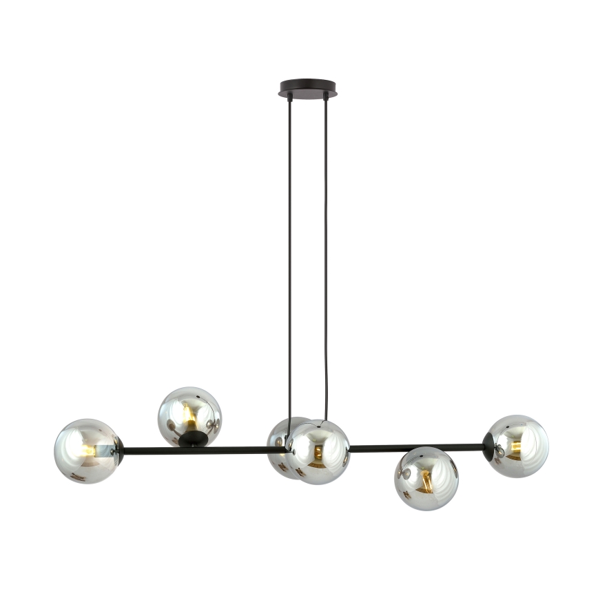 Lampadario a sospensione con filo ROSSI 6xE14/10W/230V nero/grigio