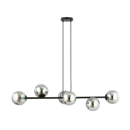 Lampadario a sospensione con filo ROSSI 6xE14/10W/230V nero/grigio