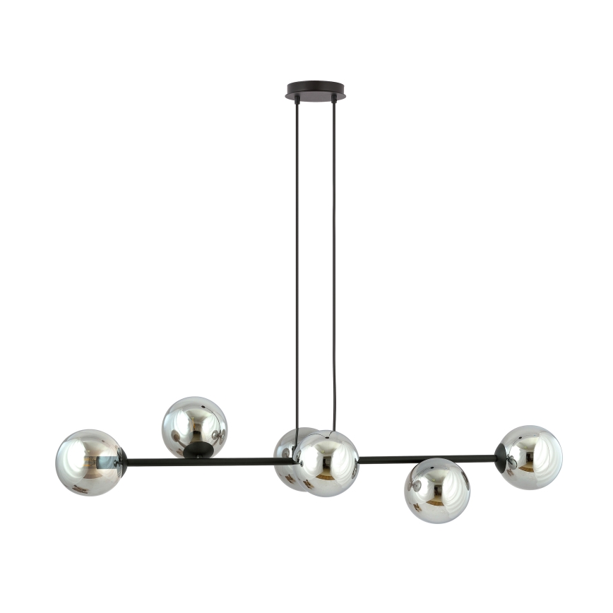 Lampadario a sospensione con filo ROSSI 6xE14/10W/230V nero/grigio