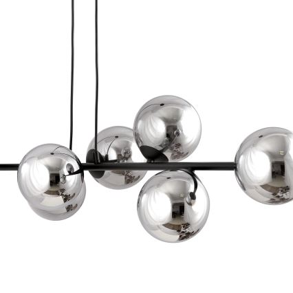 Lampadario a sospensione con filo ROSSI 6xE14/10W/230V nero/grigio
