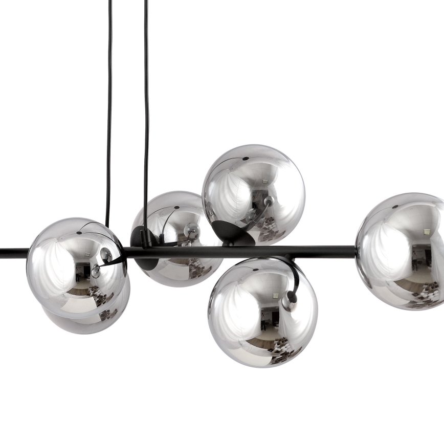 Lampadario a sospensione con filo ROSSI 6xE14/10W/230V nero/grigio