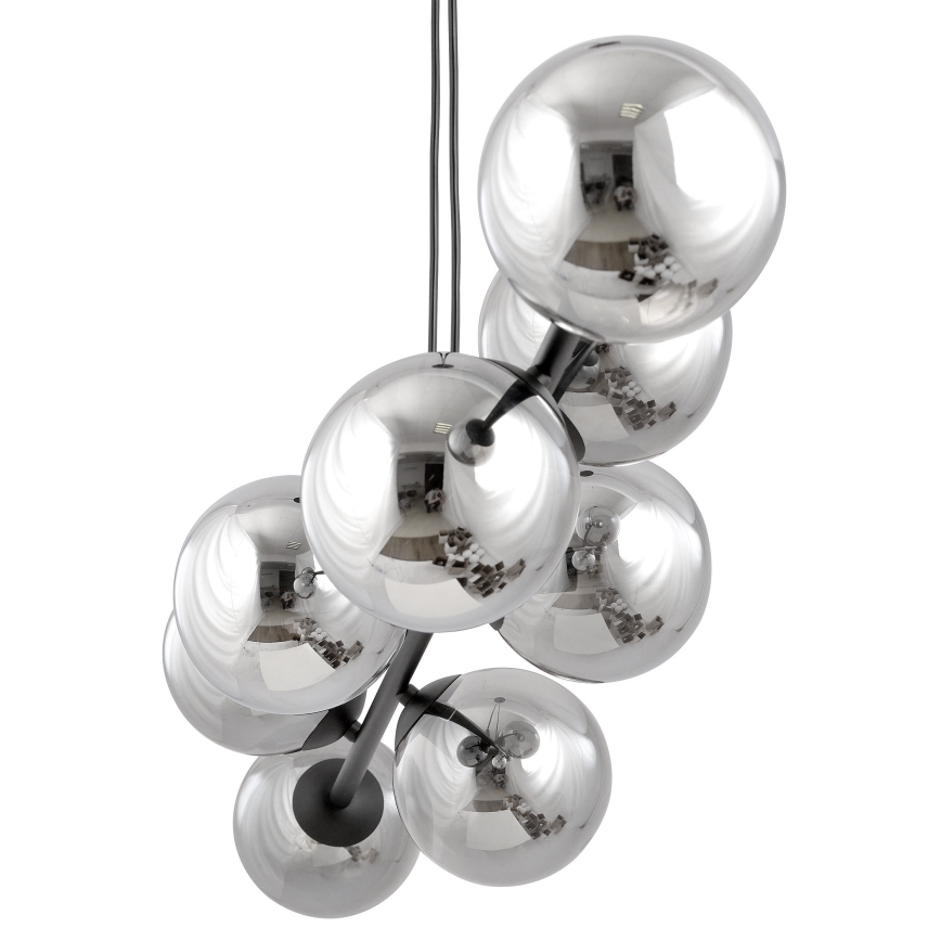 Lampadario a sospensione con filo ROSSI 6xE14/10W/230V nero/grigio