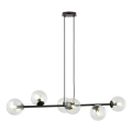 Lampadario a sospensione con filo ROSSI 6xE14/10W/230V nero/limpido