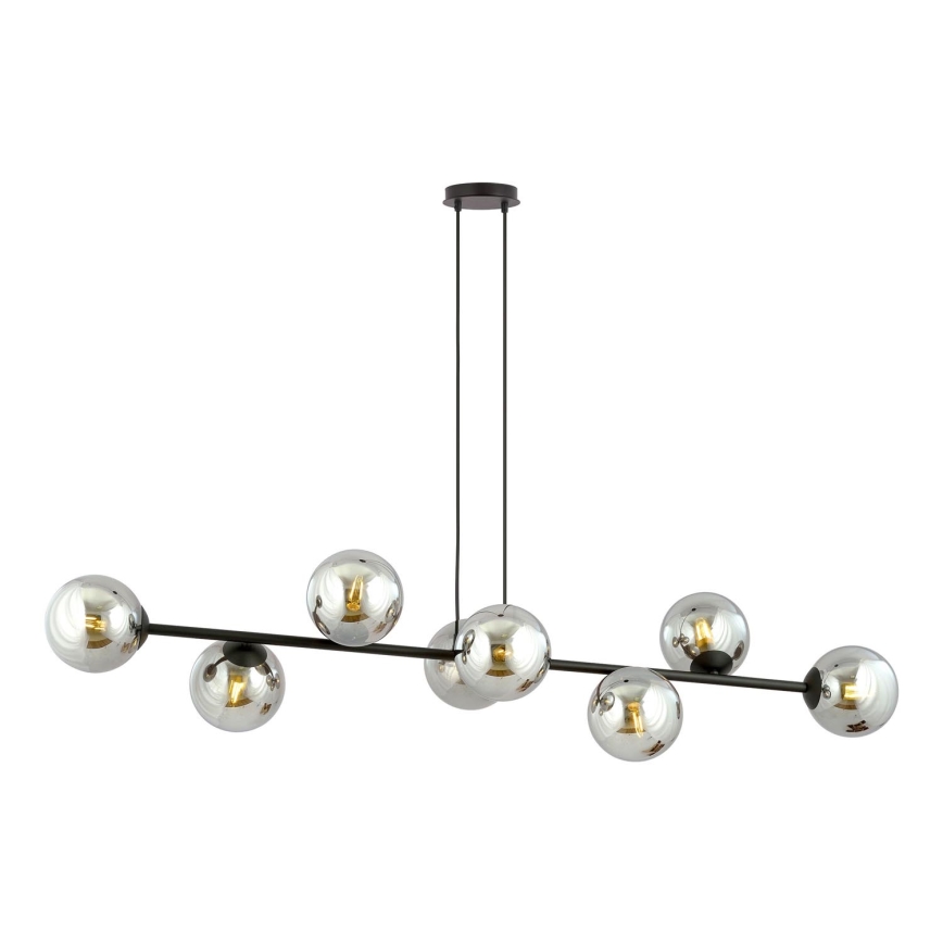 Lampadario a sospensione con filo ROSSI 8xE14/10W/230V nero/grigio