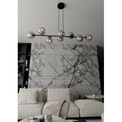 Lampadario a sospensione con filo ROSSI 8xE14/10W/230V nero/grigio