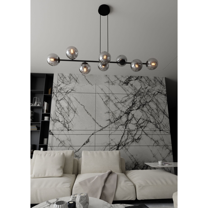 Lampadario a sospensione con filo ROSSI 8xE14/10W/230V nero/grigio