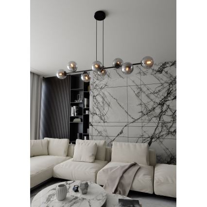 Lampadario a sospensione con filo ROSSI 8xE14/10W/230V nero/grigio
