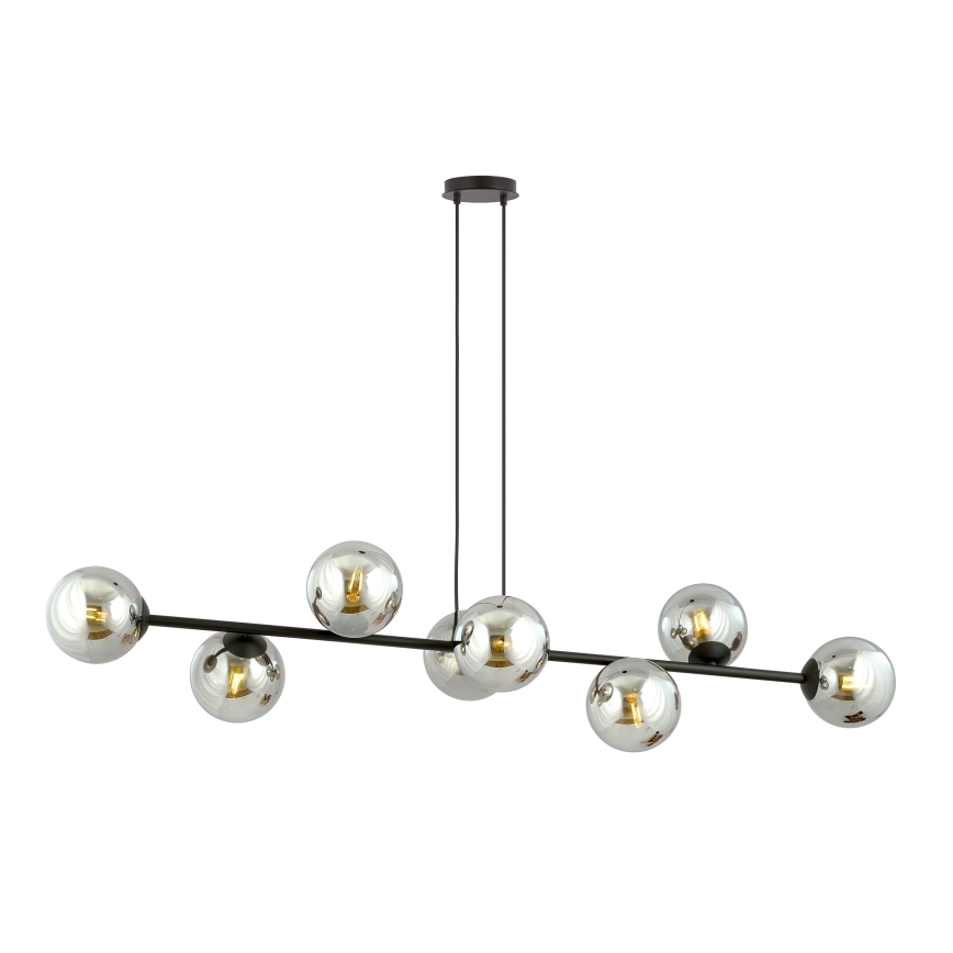 Lampadario a sospensione con filo ROSSI 8xE14/10W/230V nero/grigio